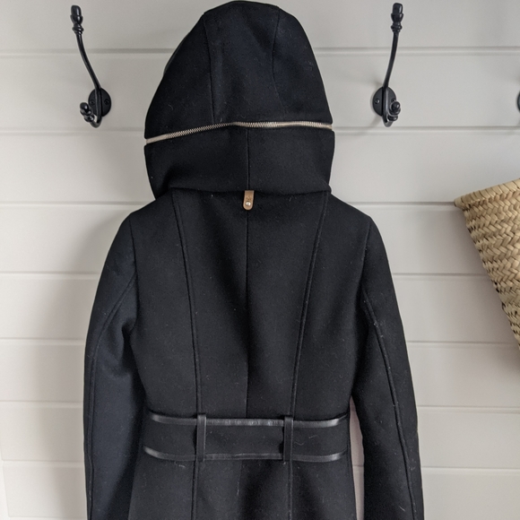 Mackage Steffy Black Wool Coat with Hood - Picture 5 of 9